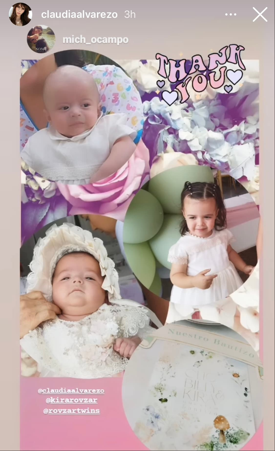 Destapan foto de los mellizos de Claudia Álvarez en su bautizo