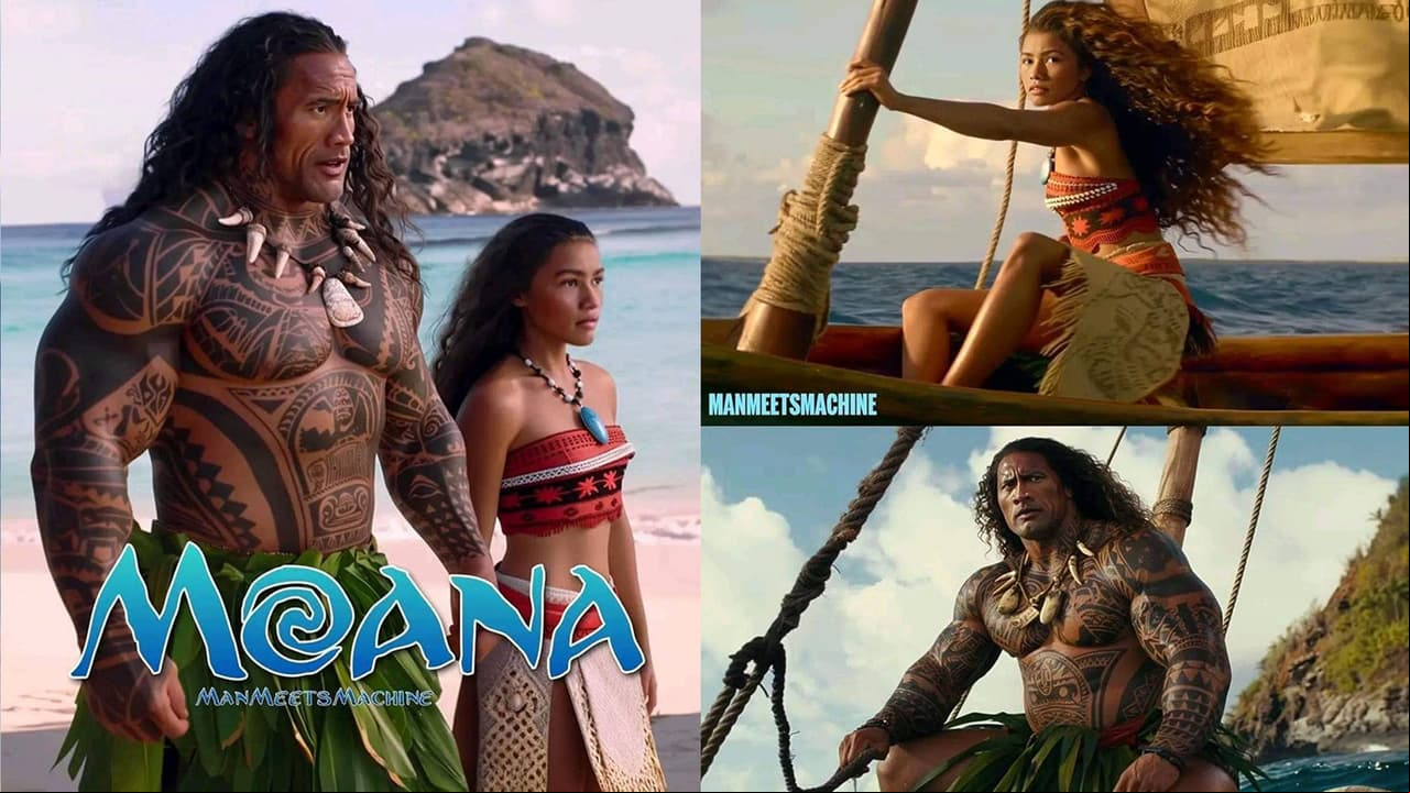Dwayne Johnson y Zendaya en el live-action de Moana