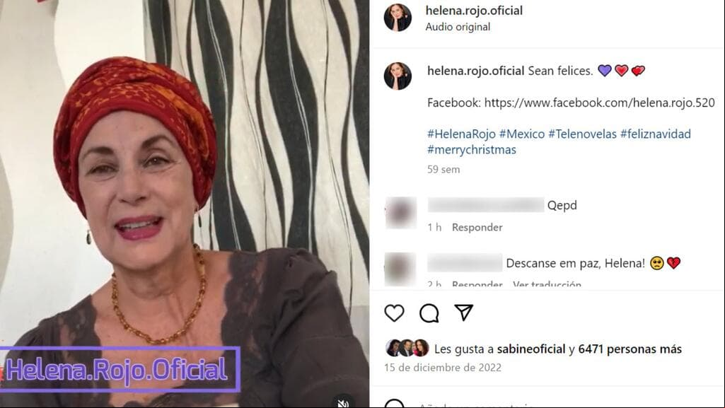 Esta fue la última publicación que hizo Helena Rojo en Instagram antes de morir. Fue en diciembre de 2022 en vísperas de la Navidad de ese año.