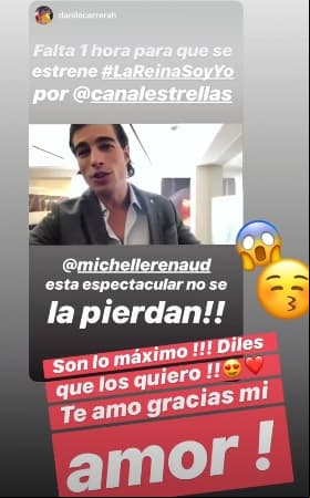Danilo Carrera y Michelle Renaud intercambian mensajes de amor previo al estreno de 'La reina soy yo'.