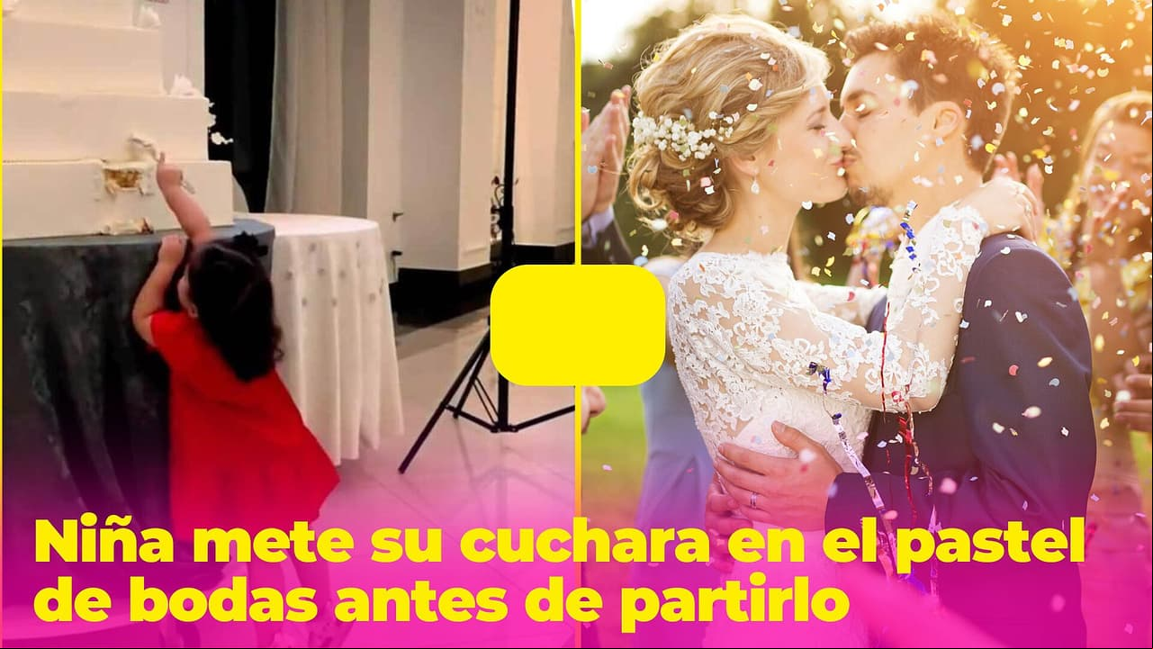 Niña le da un bocado al pastel de bodas antes de partirlo: ¿lo arruinó o fue una travesura inocente?