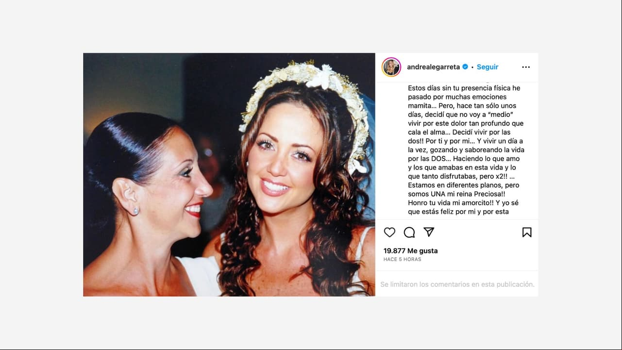 Andrea Legarreta hizo una promesa a su mamá a dos meses de su fallecimiento.