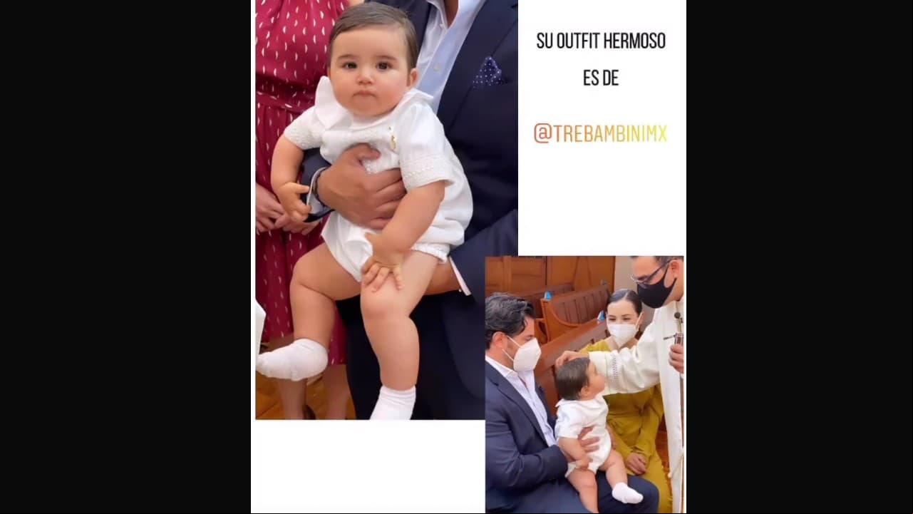 La actriz lució un jumper color mostaza, su esposo Héctor optó por un atuendo en azul marino con camisa blanca, mientras que la pequeña Isabella modeló durante la misa un vestido rosa y durante la fiesta se cambió, para lucir un ampón vestido rojo.