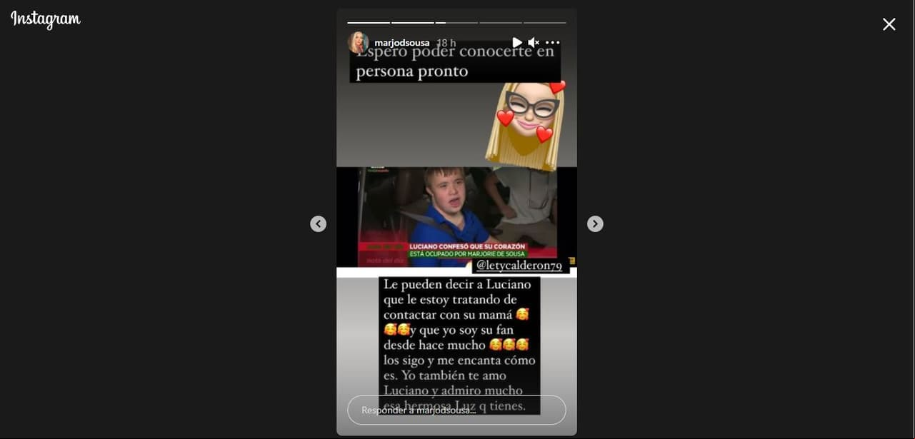 La actriz envió un mensaje a Luciano Collado luego de escuchar su declaración de amor.