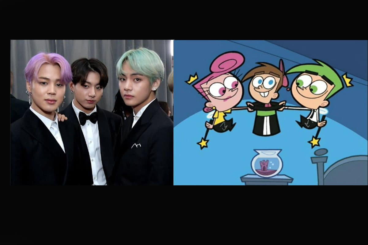 La exitosa banda de K-pop, BTS llamaron la atención por su look ya que en las redes las comparaciones con los personajes de “Los Padrinos mágicos” fueron innegables.