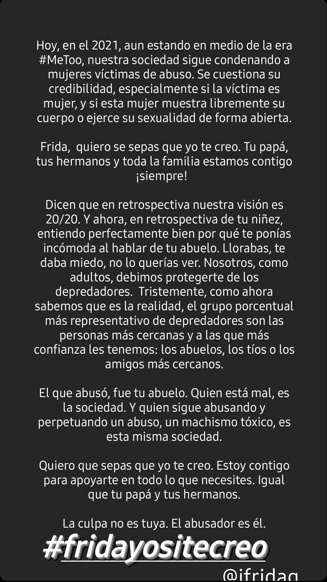 Mensaje de Beatriz Pasquel a Frida Sofía, su 'hijastra'.