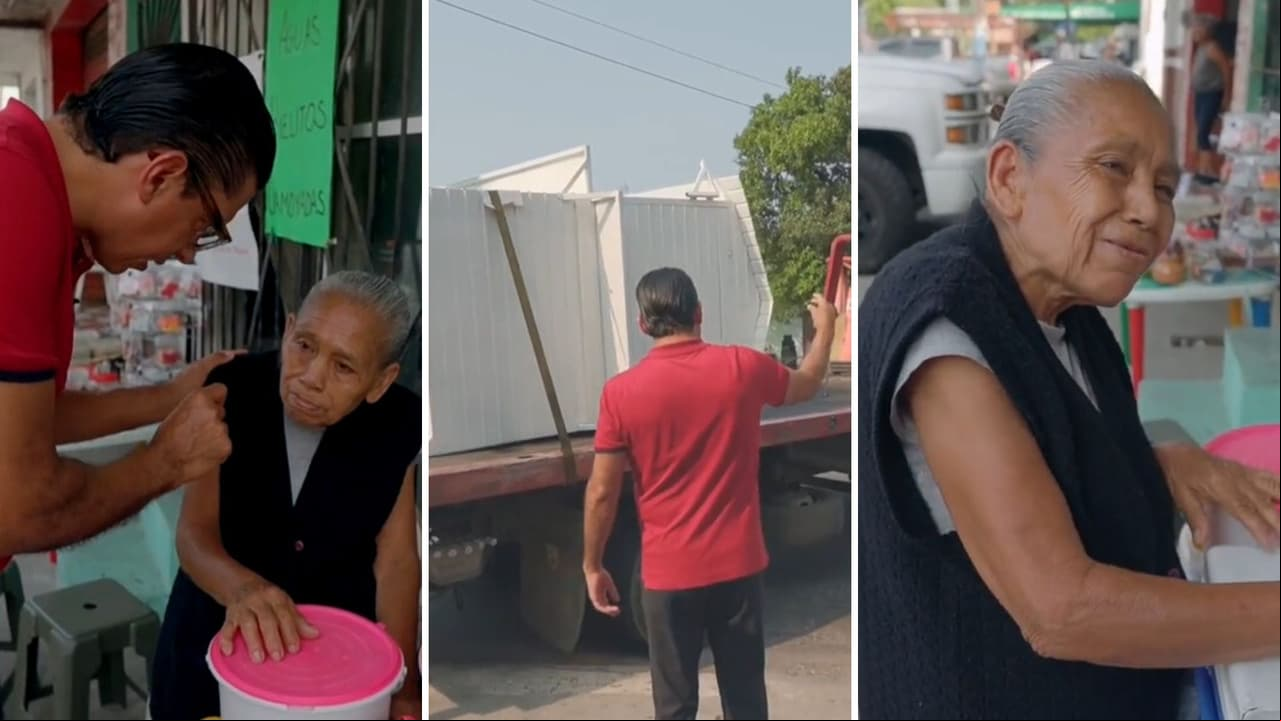 Tiktoker regala puesto a abuelita que vende tacos todos los días: su reacción conmovió a TikTok