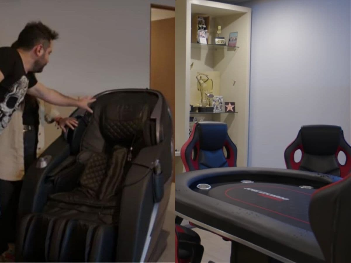 Este es su sillón favorito de descanso y su mesa para jugar póker
