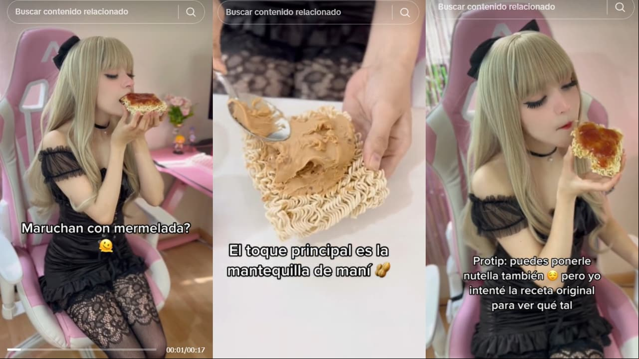 Sopa instantánea con mermelada.
<br>