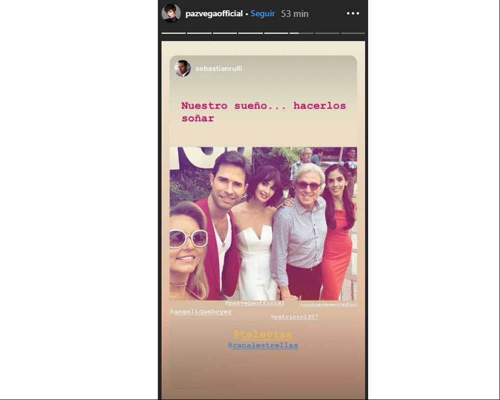 Paz Vega tomó otra imagen de Sebastián Rulli para postearla en su cuenta