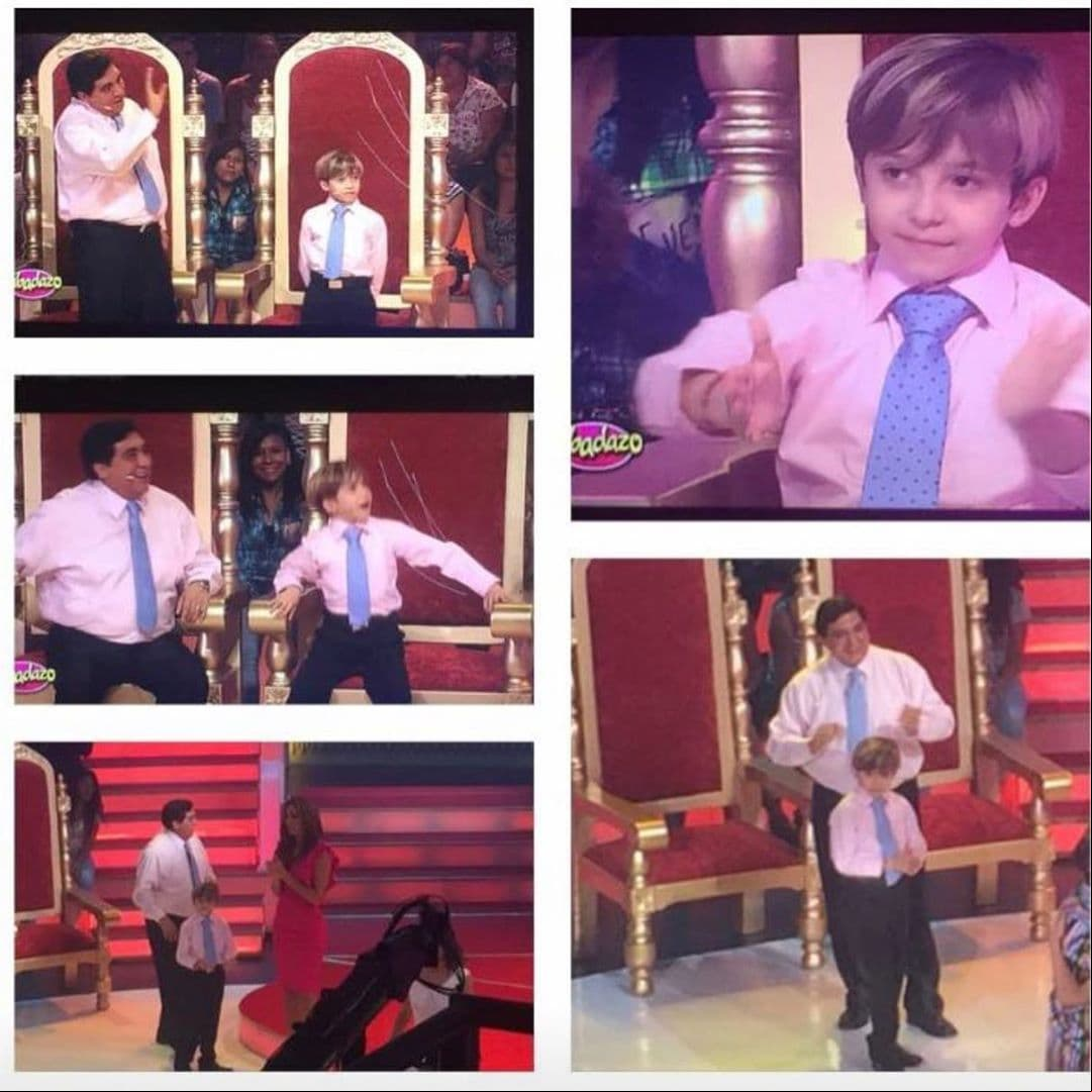 Tadeo Bonavides debutó en el programa 'Sabadazo' al lado de su padre Carlos Bonavides, en un segmento donde éste debía ser juez.