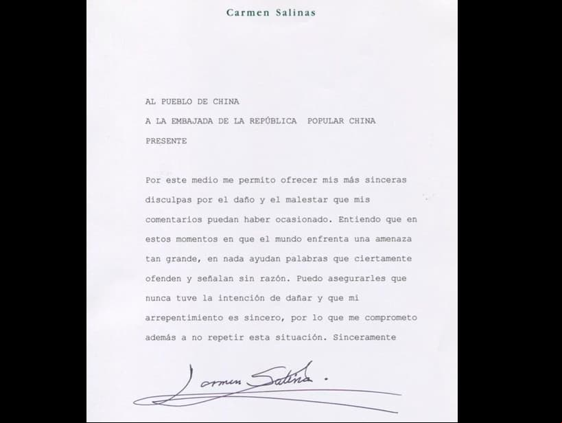 “Por este medio me permito ofrecer mis más sinceras disculpas por el daño y el malestar que mis comentarios puedan haber ocasionado. Entiendo que en estos momentos en que el mundo enfrenta una amenaza tan grande, en nada ayudan palabras que ciertamente ofenden y señalan sin razón”, expresó.