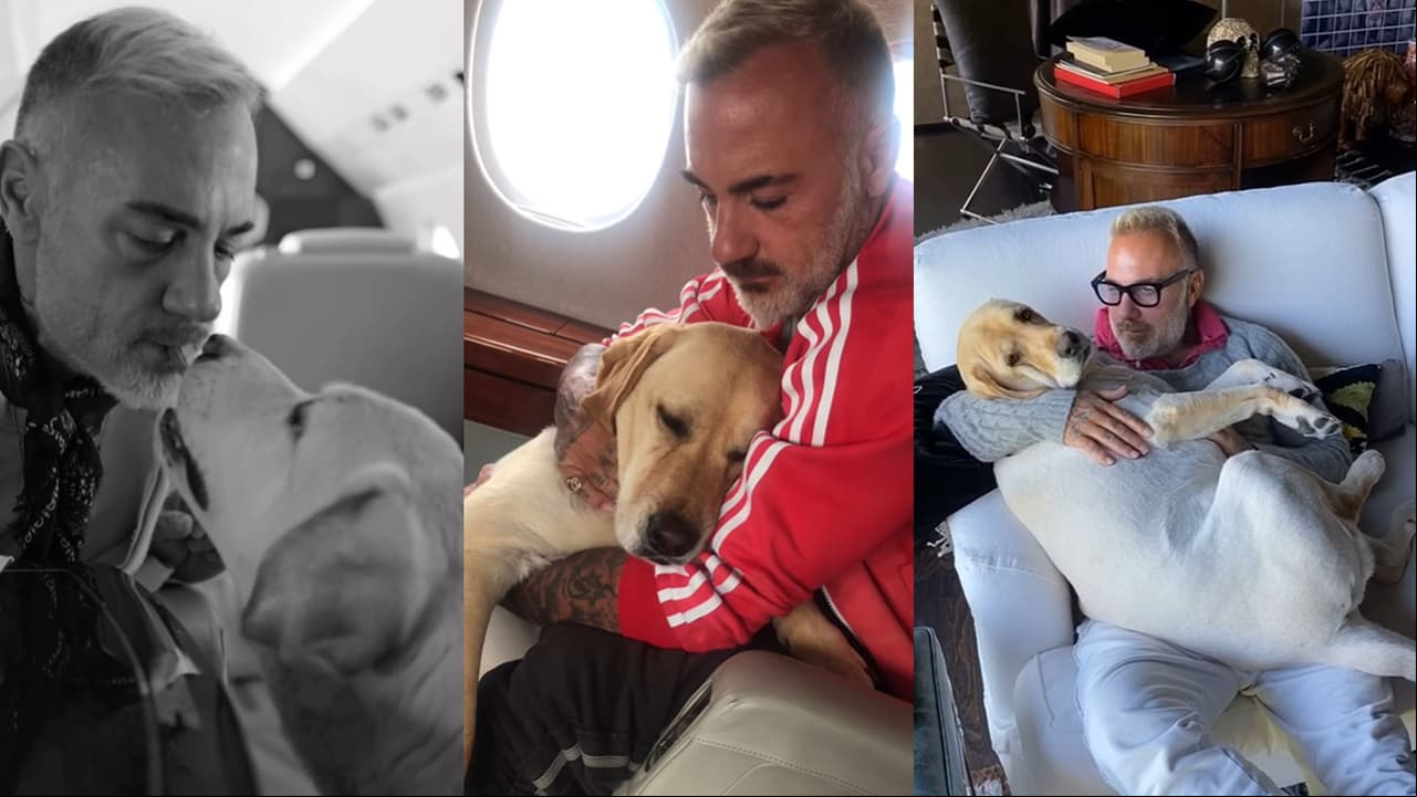 Gianluca Vacchi con su perrhijo Gordo