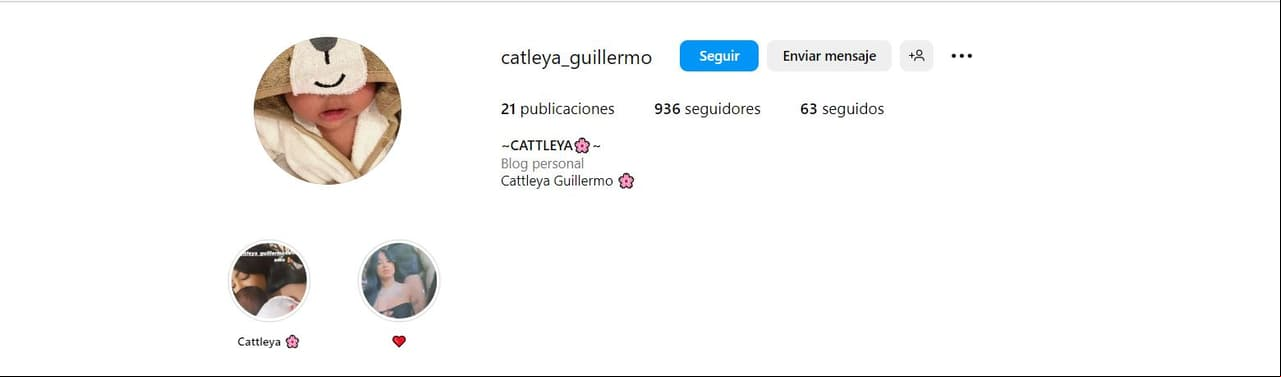 Instagram de Cattleya en 2023.