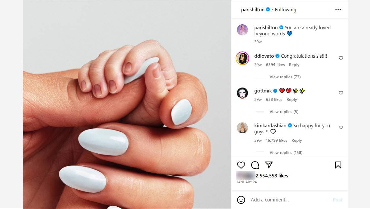 Así anunció Paris Hilton el nacimiento de su hijo