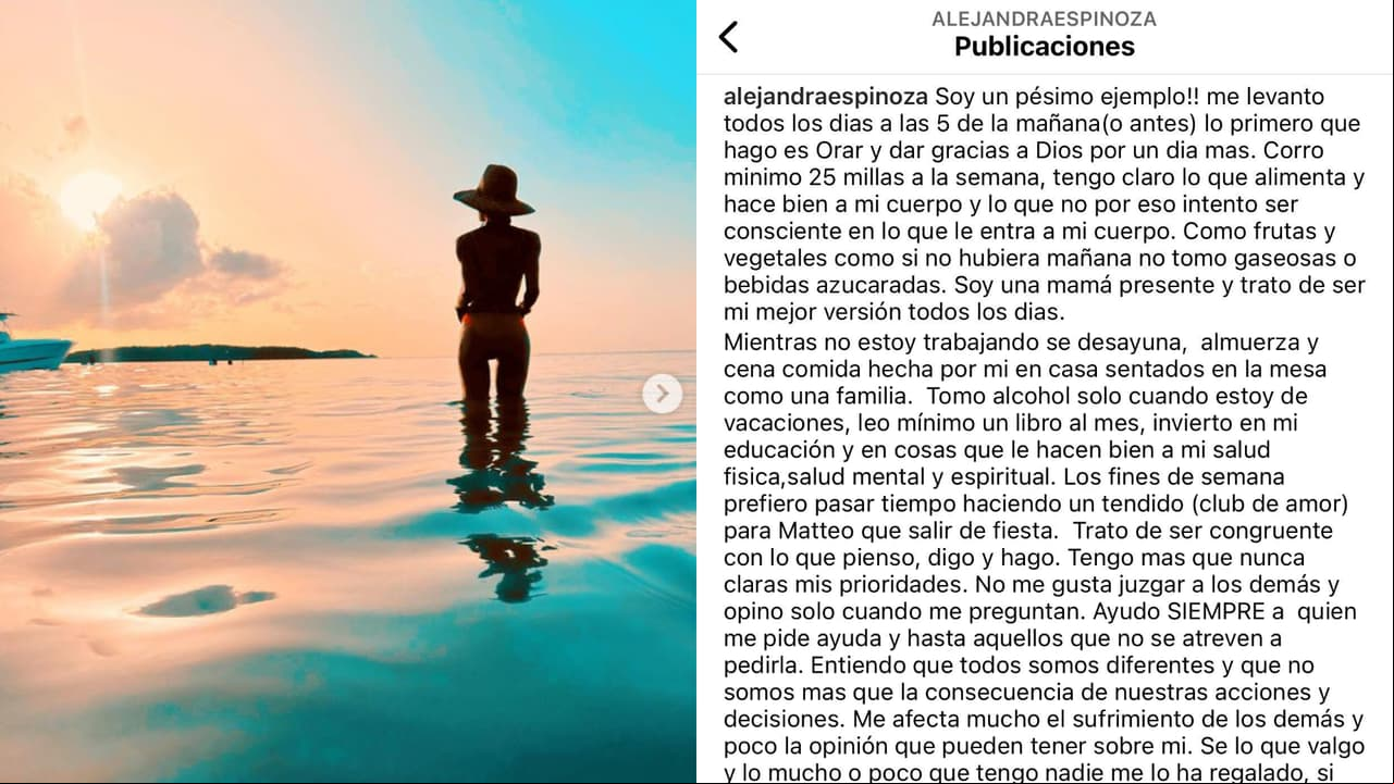Esta fue la carta que publicó Alejandra Espinoza ante las constantes críticas que recibe por su físico.