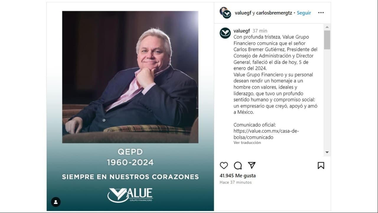 Carlos Bremer murió a los 63 años.