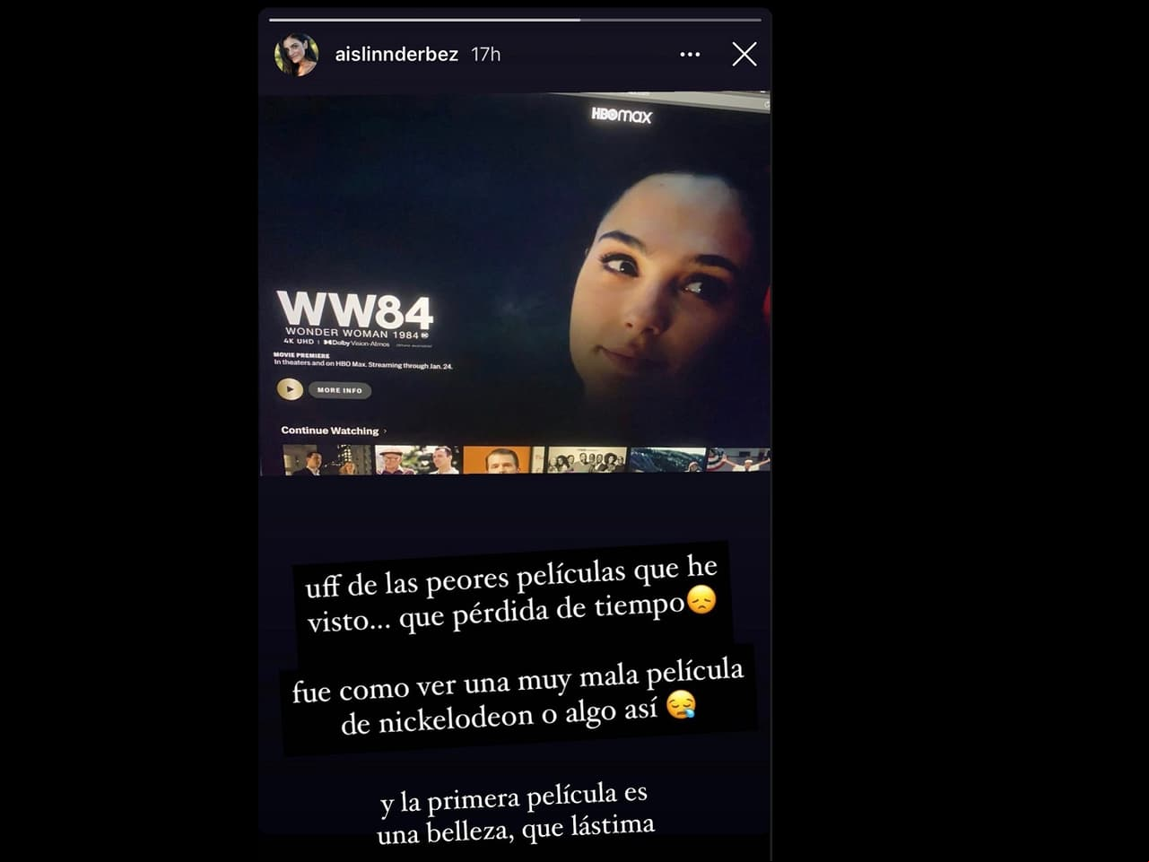 Aislinn Derbez critica a Wonder Woman 1984