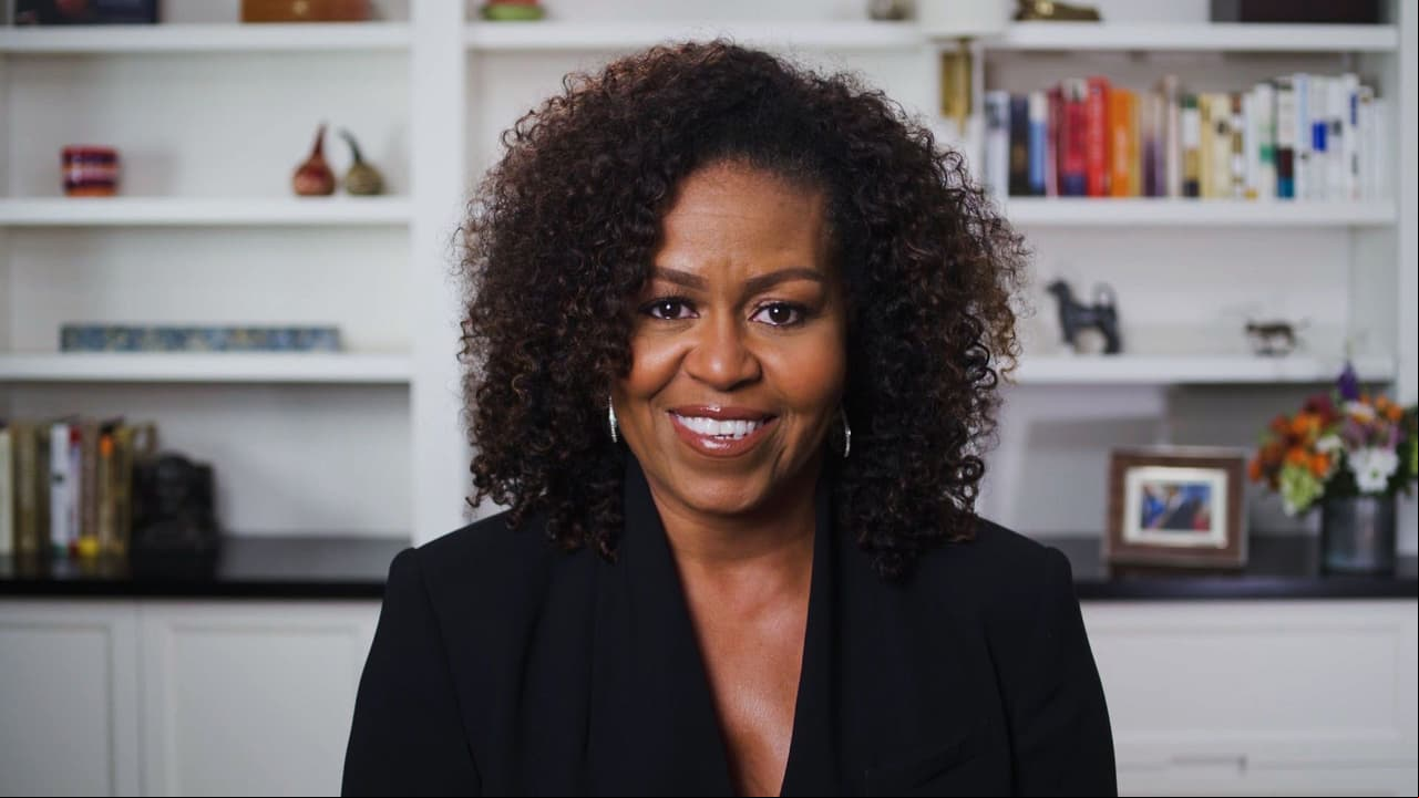 VARIOUS CITIES - JUNE 28: In this screengrab, Michelle Obama is seen during the 2020 BET Awards. The 20th annual BET Awards, which aired June 28, 2020, was held virtually due to restrictions to slow the spread of COVID-19. (Photo by BET Awards 2020/Getty Images via Getty Images)