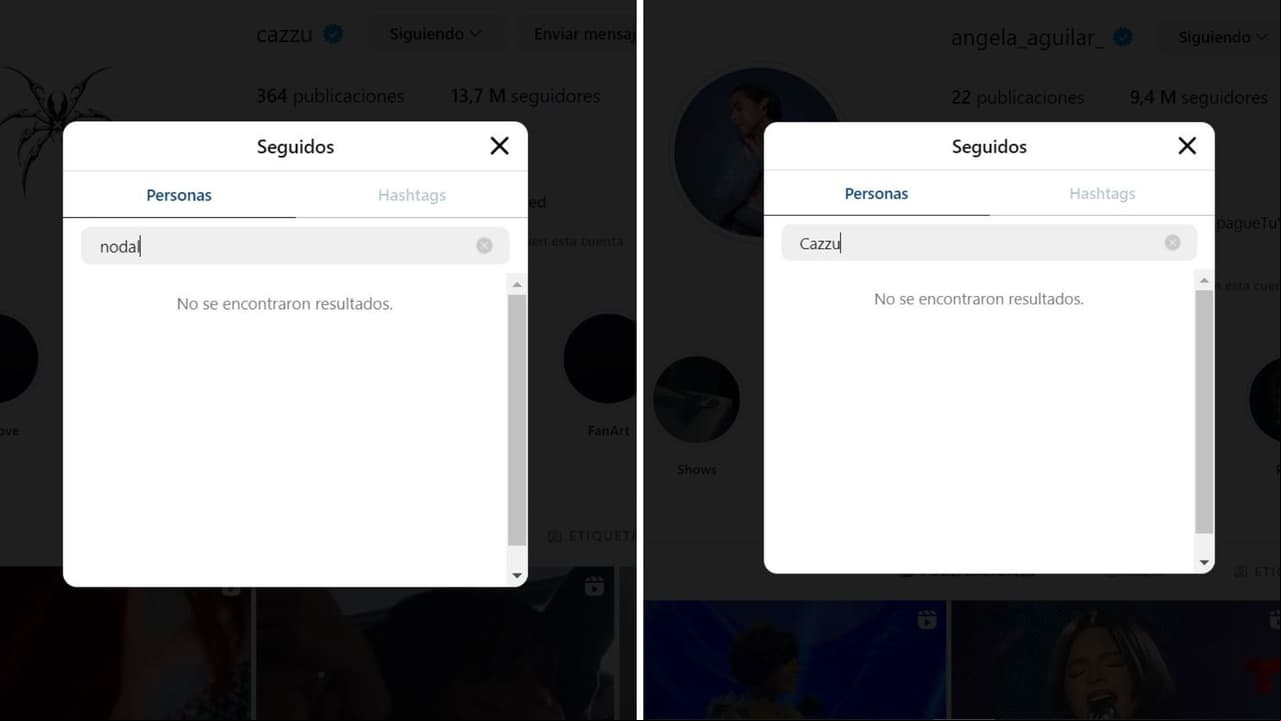 Cazzu ya no sigue a Nodal en Instagram y Ángela tampoco sigue a la argentina.