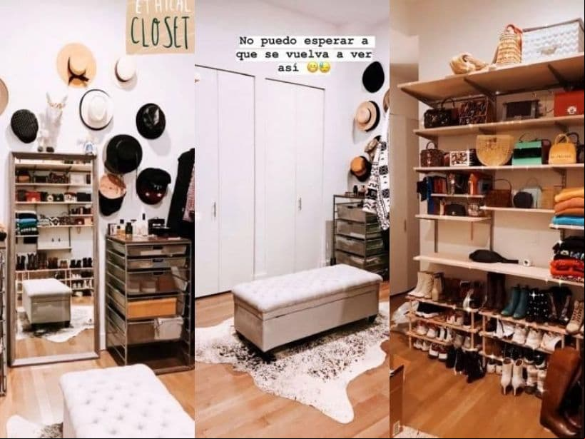 Al ser un ícono de la boda, Michelle Salas tiene uno de los clósets más deseados, en el que hay repisas para sus bolsas y zapatos de diseñadores famosos; además de un taburete frente al área de sombreros.