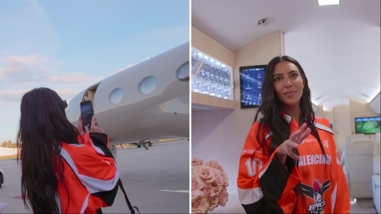 Kim Kardashian muestra por primera vez su avión privado lleno de lujos