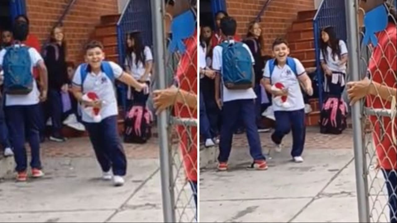 Mamá recoge por primera vez a su hijo en la escuela y la reacción del niño se hace viral.
