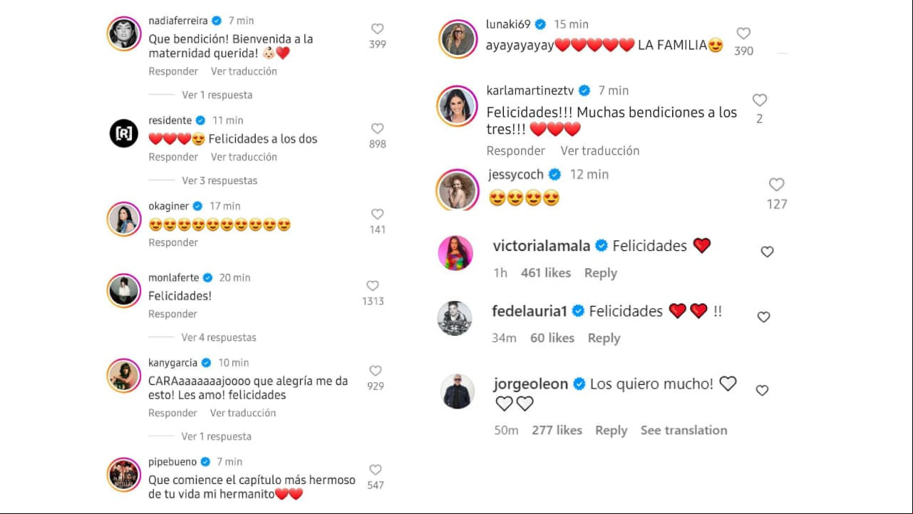 Famosos reaccionan al nacimiento de la hija de Nodal y Cazzu