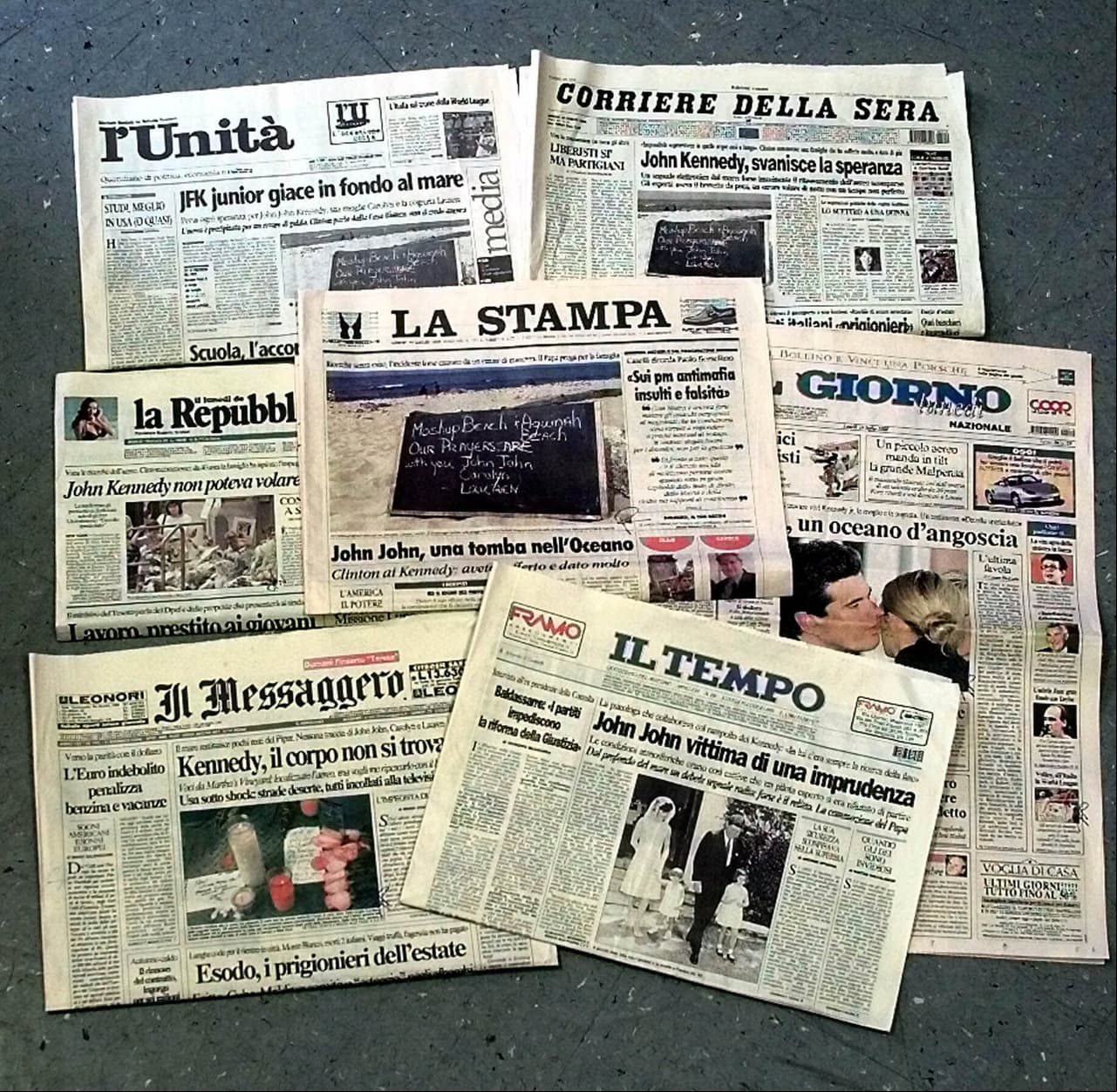 John F. Kennedy Jr, hijo de John F. Kennedy, perdió la vida, el 16 de julio de 1999, cuando la avioneta que piloteaba se estrelló en el océano Atlántico. En el accidente también murió su esposa, Carolyn Kennedy, y su cuñada, Lauren Bessette; sus cuerpos fueron hallados el 21 de julio, luego de una extensa búsqueda.