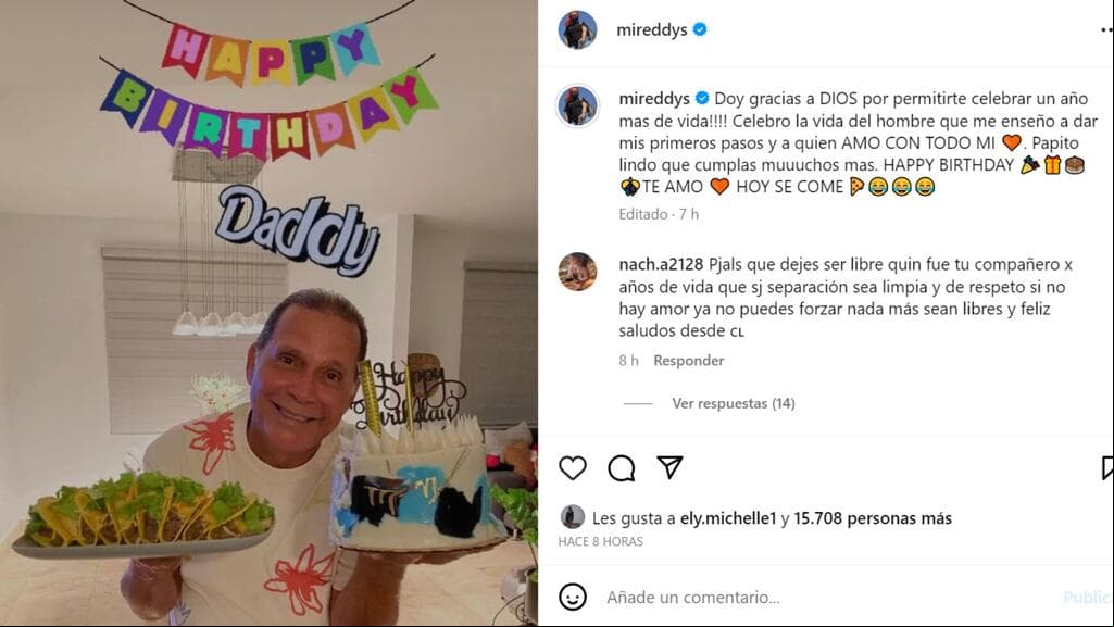 Este es el mensaje que Mireddys González dedicó a su papá con motivo de su cumpleaños.