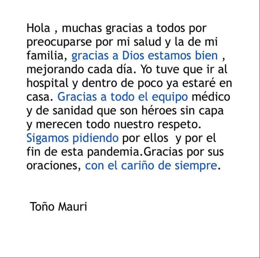 Fue el primero de julio de 2020 que el actor compartió la noticia de que había dado positivo a la prueba de Covid-19, al igual que su familia, sin embargo, él tuvo que asistir al hospital. Y aunque pensó que sería de entrada por salida, las cosas se complicaron por las secuelas del virus, lo cual lo llevó a requerir un trasplante de pulmón doble.