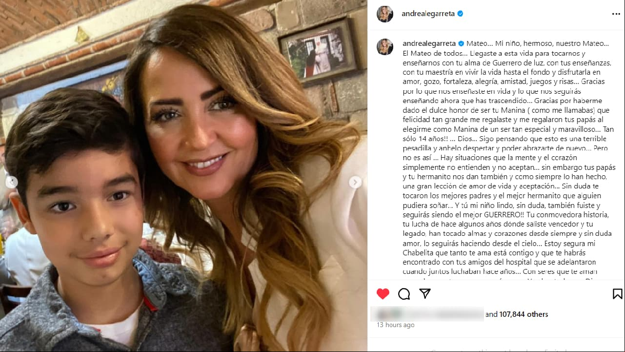 Andrea Legarreta y su sobrino Mateo Díaz.