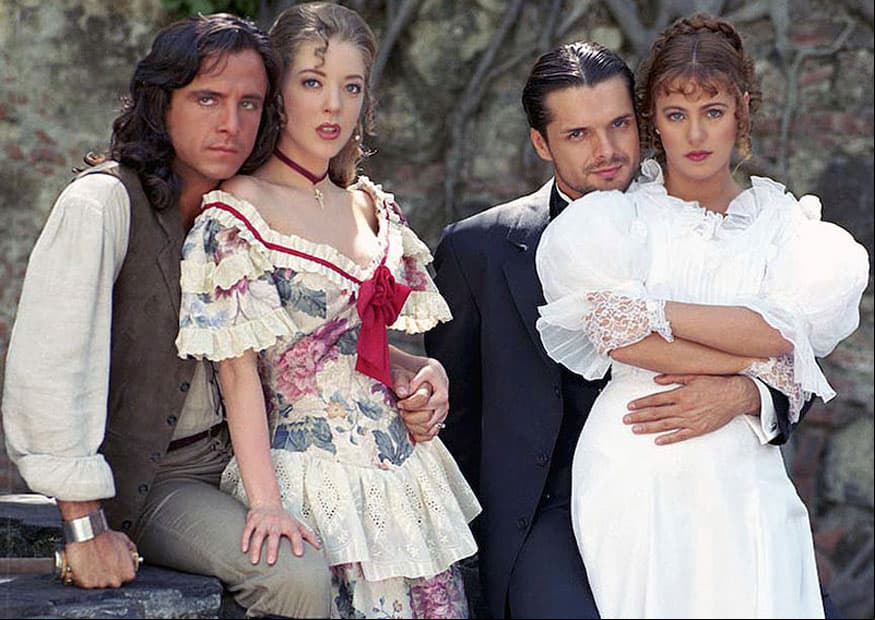 Eduardo Palomo, Edith González, Ariel López Padilla y Ana Colchero en "Corazón Salvaje"