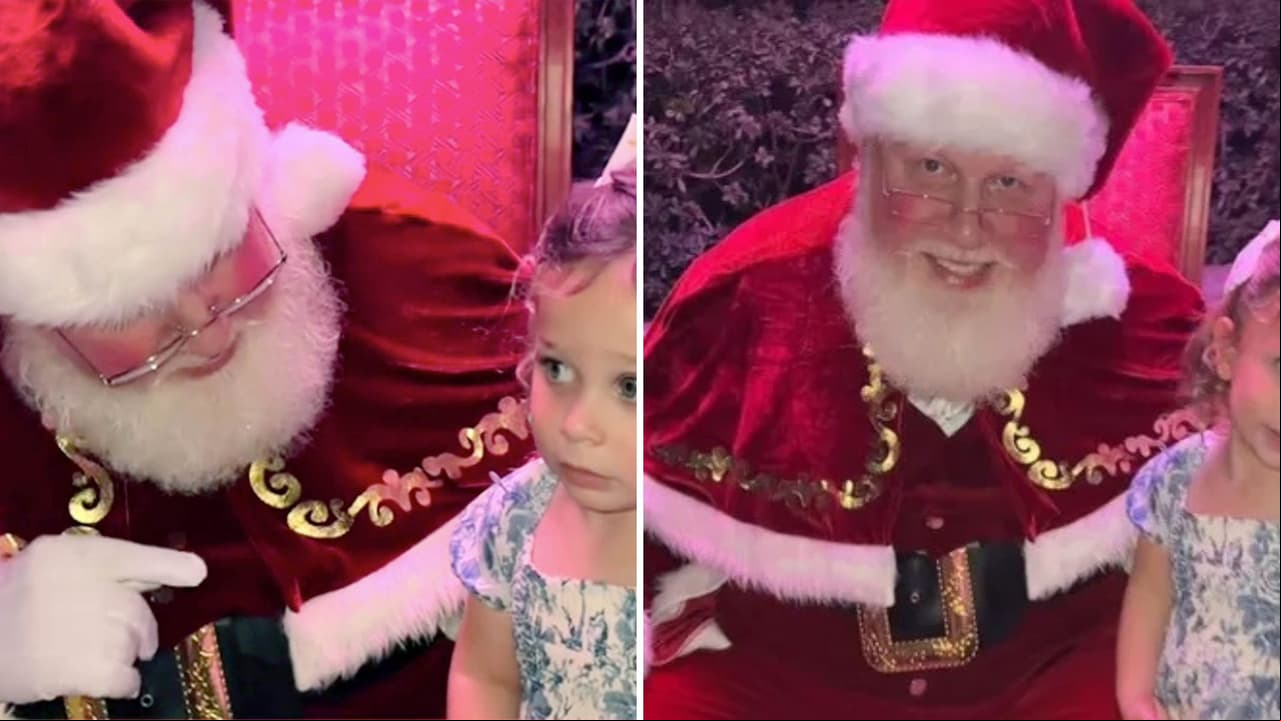 Niña se niega a sentarse en piernas de Santa Claus y la razón manda advertencia a padres