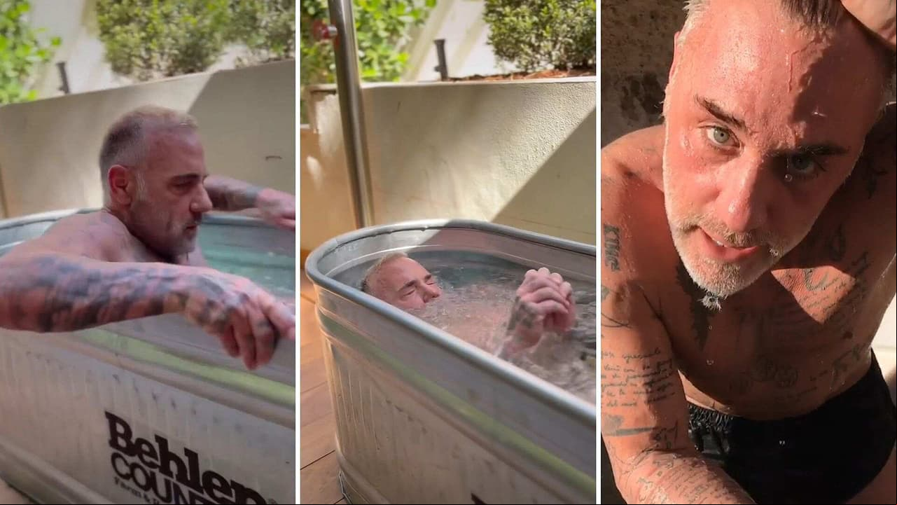 Gianluca Vacchi se une a la tendencia de los baños de hielo