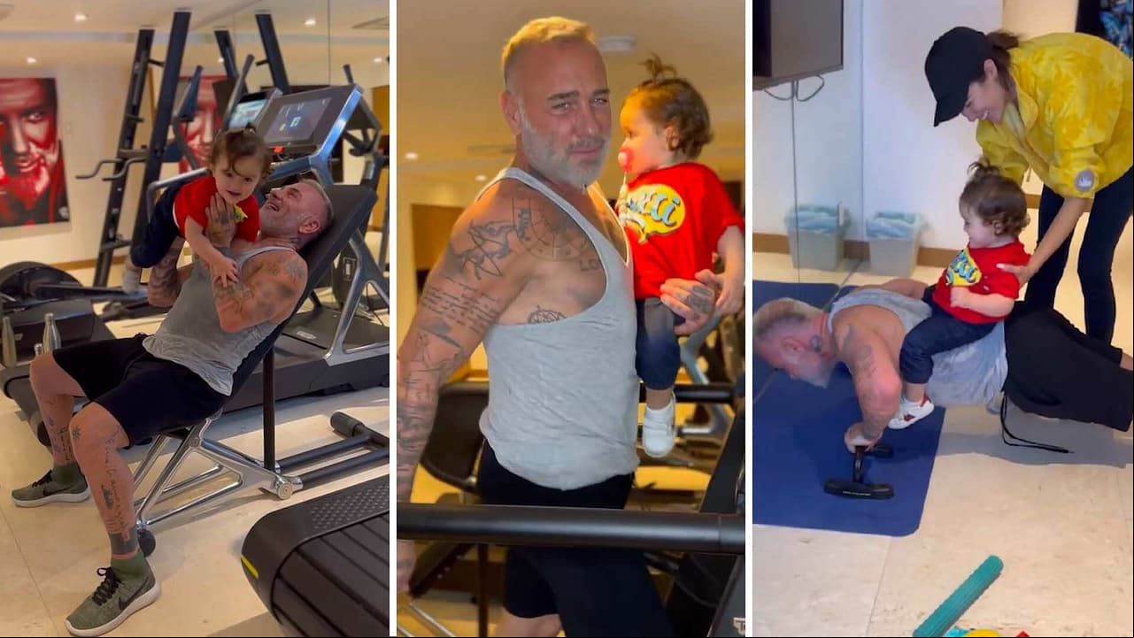 Gianluca Vacchi y su bebé conmueven al hacer ejercicio juntos