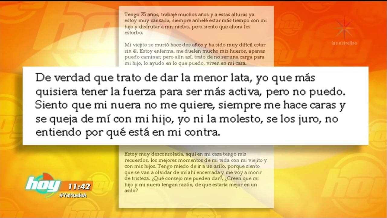 "Mi hijo me quiere mandar a un asilo porque le estorbo"