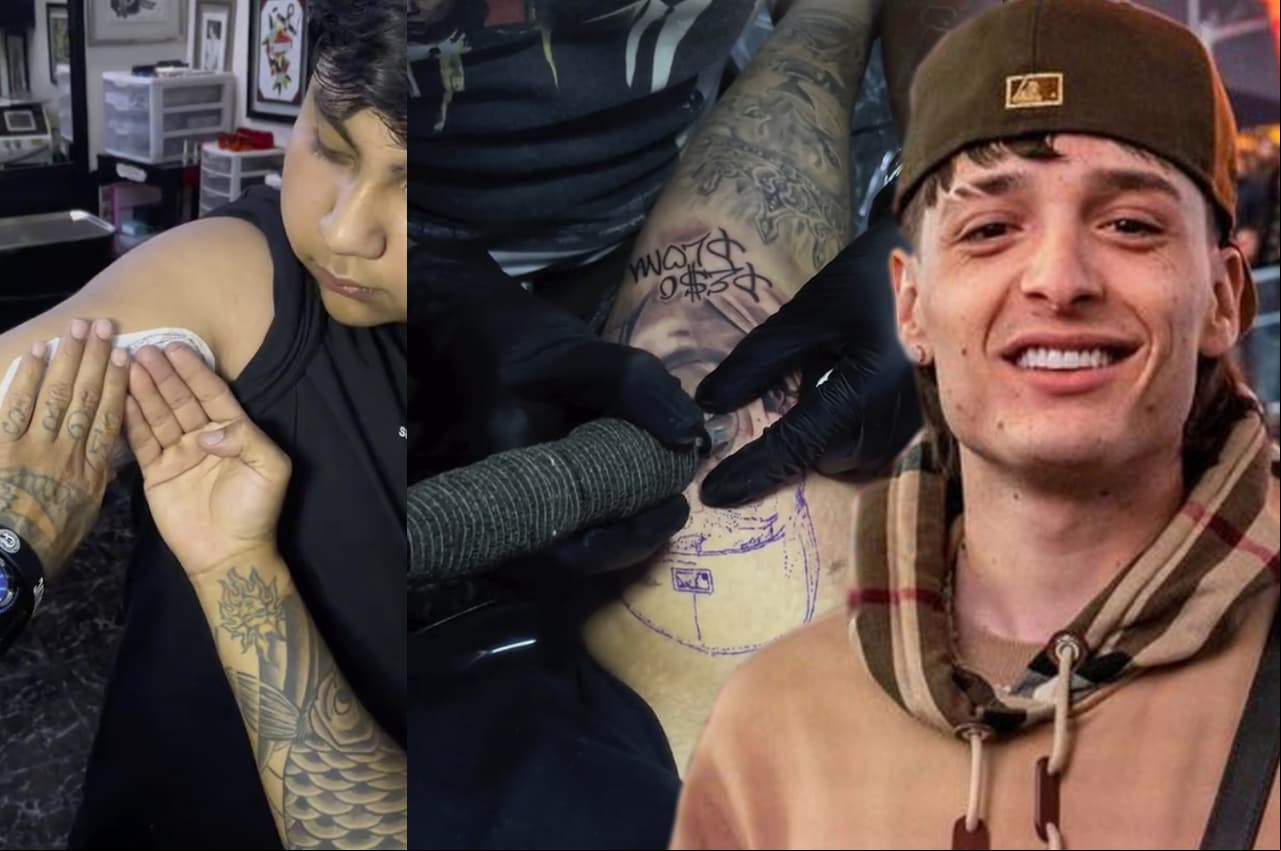 Fan se tatúa el rostro de Peso Pluma en el brazo y este es el impactante resultado