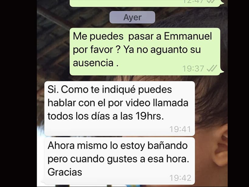 “Adjunto el mensaje que le envié el 30 de abril, día del niño, para saludar por lo menos a mi hijo, recibiendo negativas y un pretexto más demostrando la maldad y dolo para seguir alejando a mi hijo de su madre. #Justicia #ProntoTeVeré #ViolenciaDeGénero #NoAlMaltratoALaMujer”, precisó.