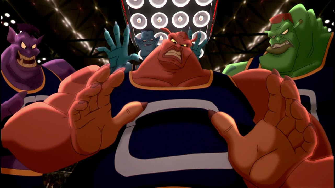 Los nombres de los Nerdlucks /Monstars son ‘Pound’ (naranja), ‘Bang’ (verde), ‘Nawt’ (magenta), ‘Bupkus’ (púrpura) y ‘Blanko’ (azul)