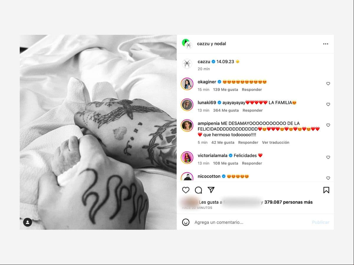 Así presentaron Nodal y Cazzu a su bebé.