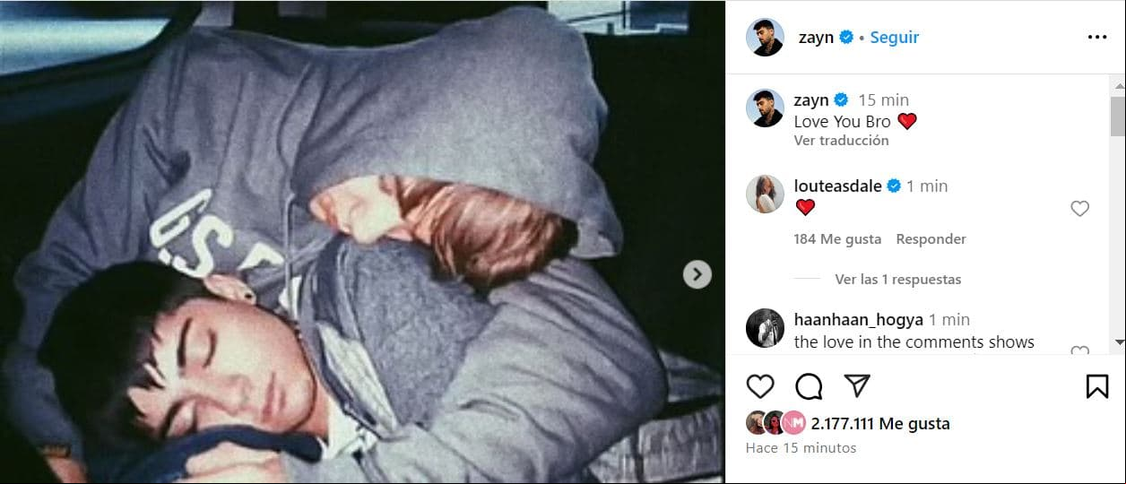 Captura Instagram Zayn Malik