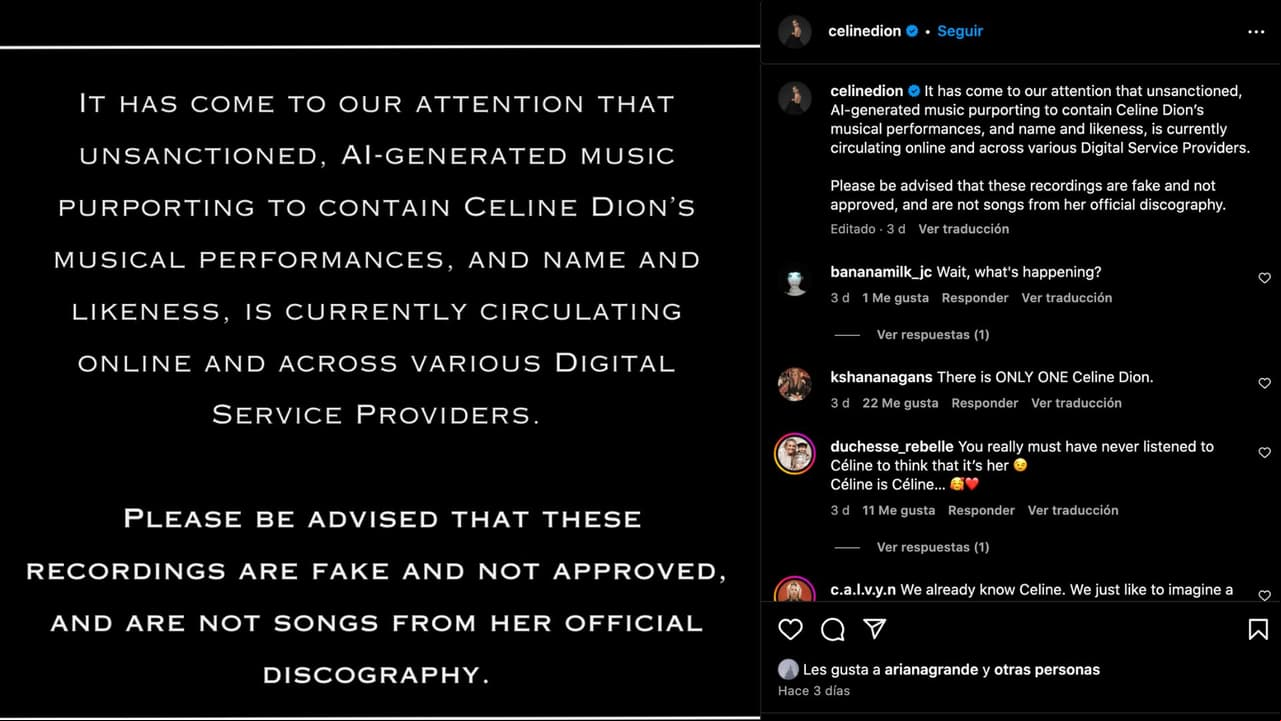 Céline Dion aseguró que esta nueva música no le pertenece
