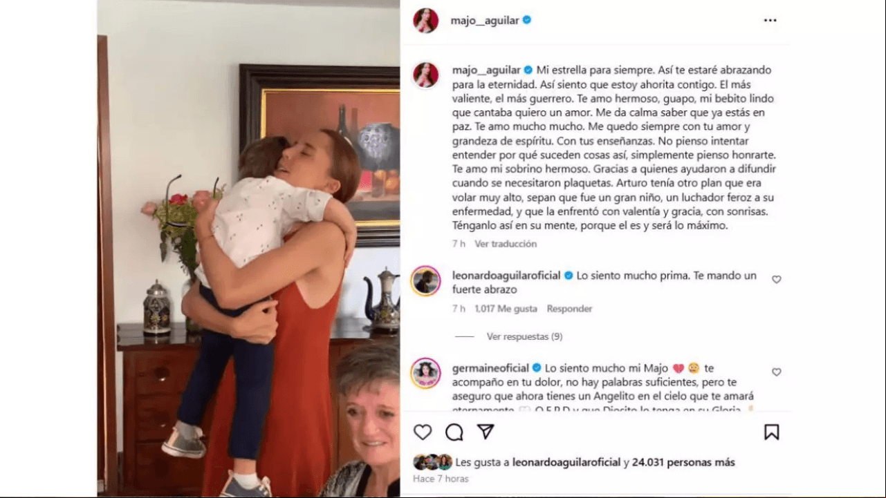 Majo Aguilar y su familia sufren la muerte de su sobrinito de 7 años