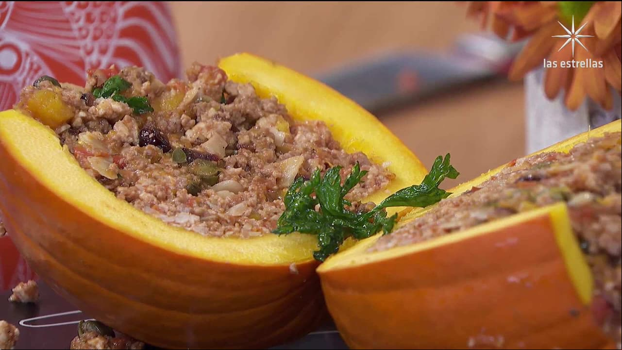 Receta de Halloween: Calabaza rellena de picadillo