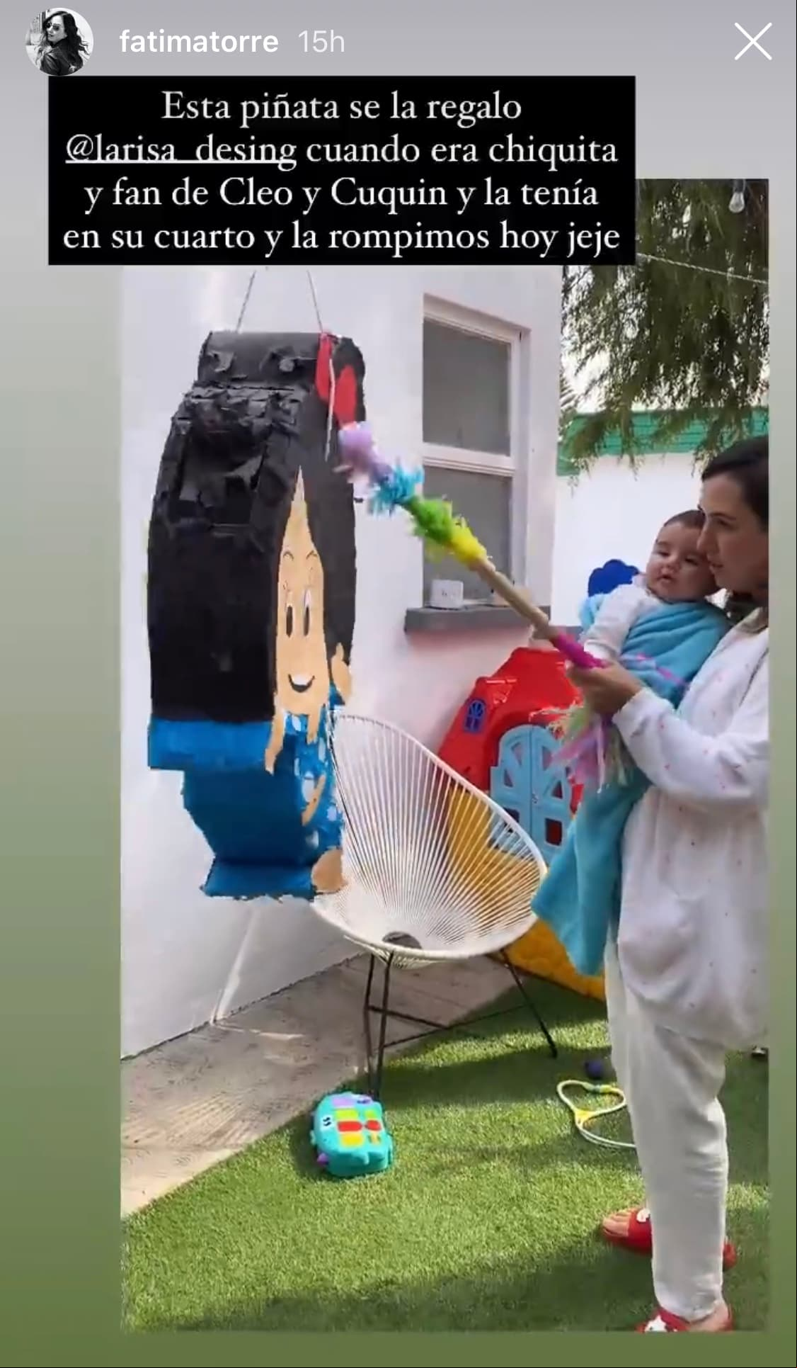 Incluso, con ayuda de la actriz, el pequeño Diego tuvo la oportunidad de partir una piñata que por mucho tiempo estuvo en el cuarto de Isabella, tal como lo compartió la orgullosa mamá.