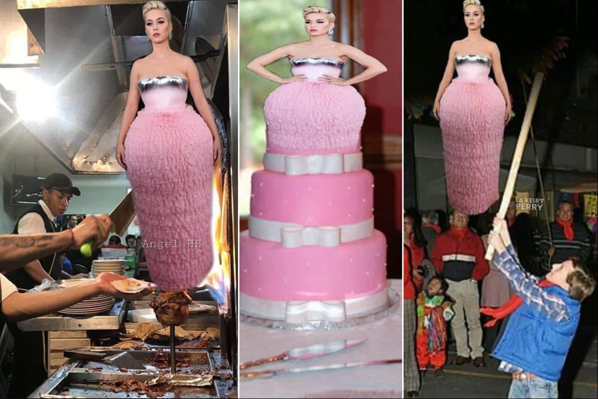 Katy Perry no pasó desapercibida con su vestido, gracias al diseño de Balmain Haute Couture que provocó una ola de memes que hasta a la propia cantante le dieron risa.