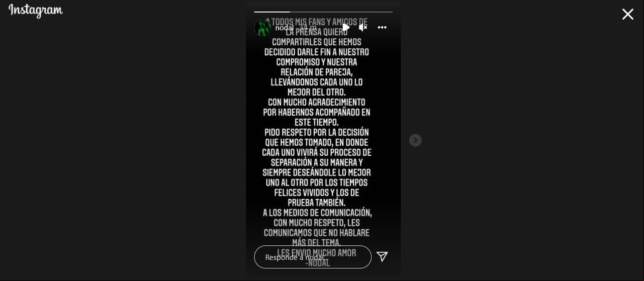 El cantante envió un breve comunicado en el que pidió respeto para ambas partes.