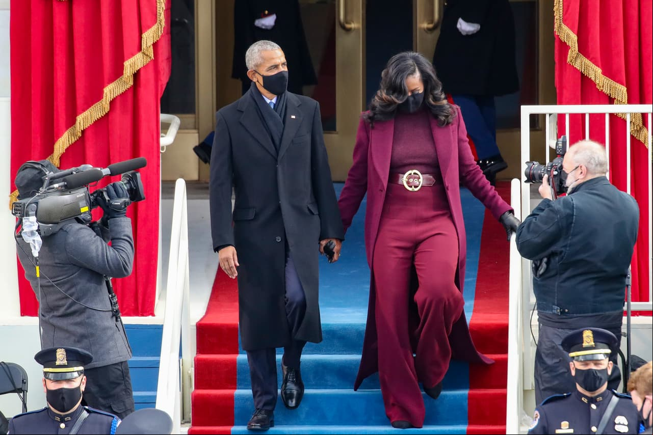 Michelle obama llega a la Investidura Presidencial de Joe Biden.
