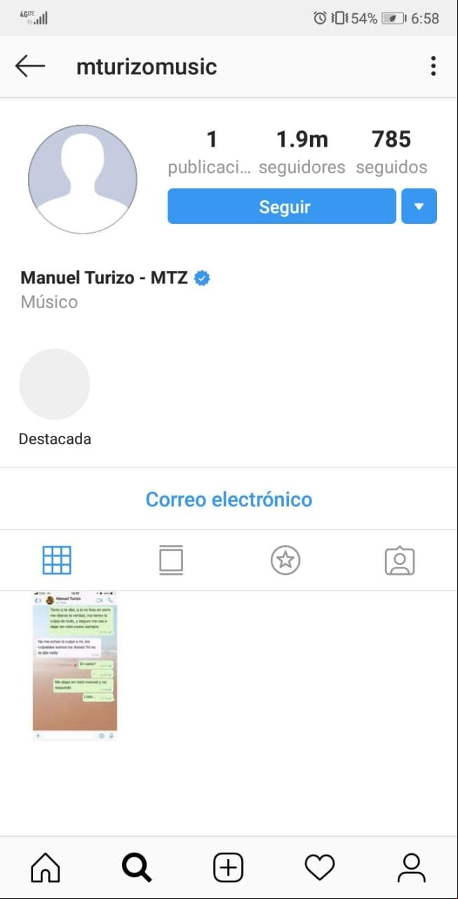 Su Instagram está en blanco